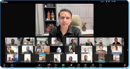amit sarvaiya in google zoom meeting guiding people